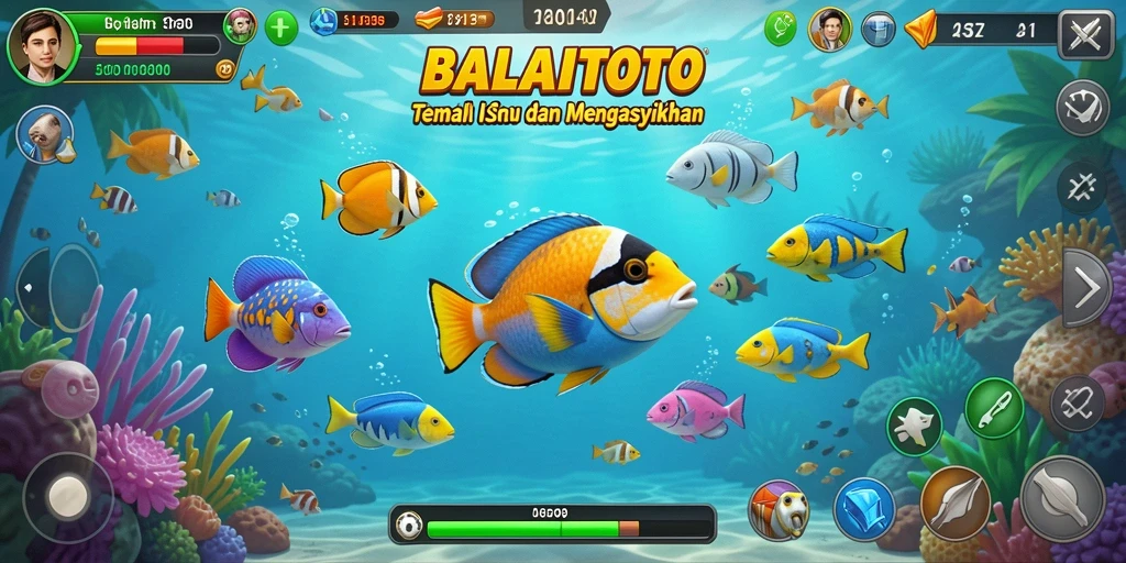 Tampilan gameplay BALAITOTO dengan aksi menembak ikan yang seru.