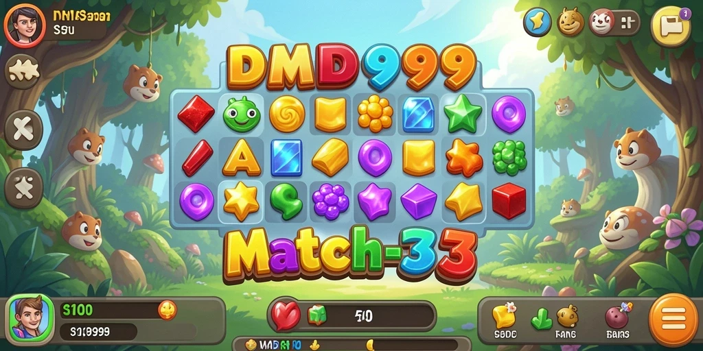 Tampilan gameplay DMD999 yang menarik dalam petualangan Match-3.