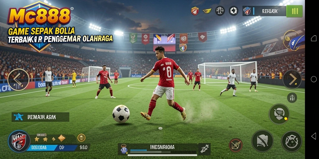 Tampilan gameplay yang mendebarkan dari MC888 saat pertandingan sepak bola berlangsung.