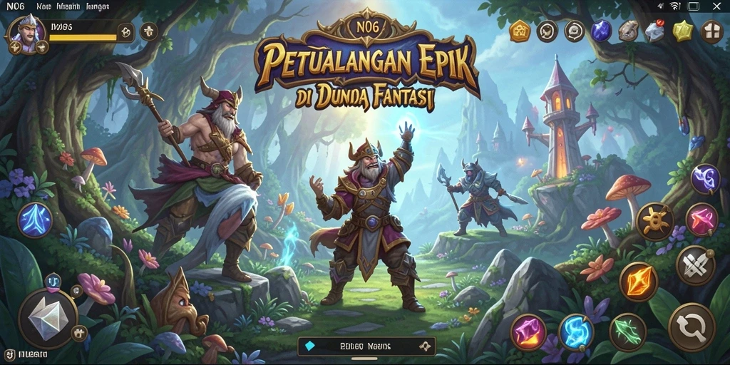 Tangkapan layar N06 menunjukkan aksi seru dalam petualangan RPG.