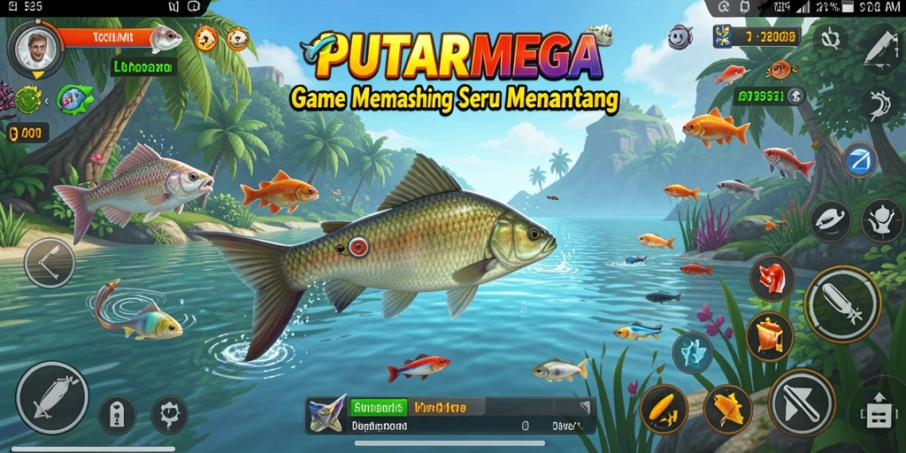 Tangkapan utama dalam gameplay PUTARMEGA dengan suasana memancing yang realistis.