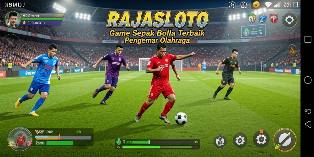 Tampilan gameplay menarik dari RAJASLOTO dengan aksi sepak bola yang mendebarkan.