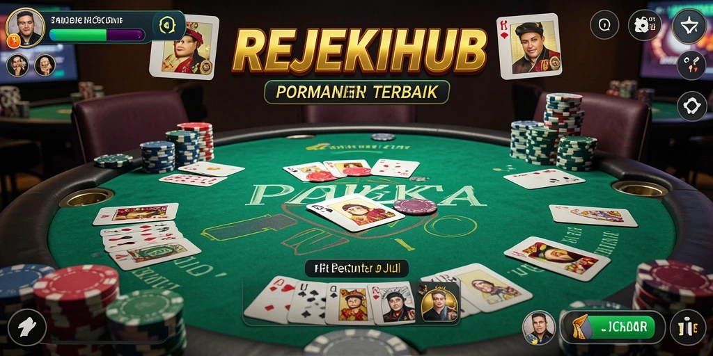 Screenshot utama REJEKIHUB menampilkan gameplay seru dan realistis permainan Poker.