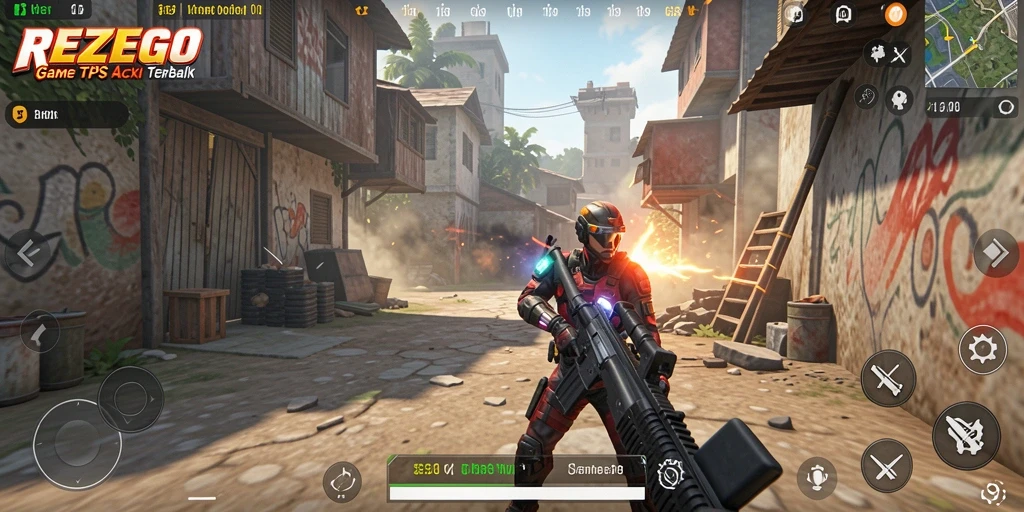 Tampilan gameplay REZEGO yang intens dan mendebarkan saat pertempuran berlangsung.